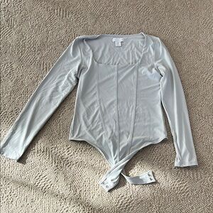 Elegant Silvery gray size M Long Sleeve Women's bodysuit  NEW without tag